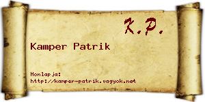 Kamper Patrik névjegykártya